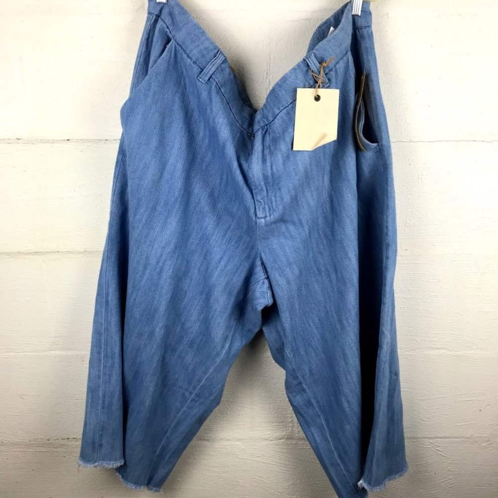 Rachel Roy Women's Curvy Collection Light Wash Amelia Wide Leg Denim Cop Pant Tr